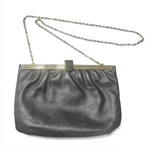 Vintage 1960s Etra Chocolate Brown Leather Convertible Frame Clutch